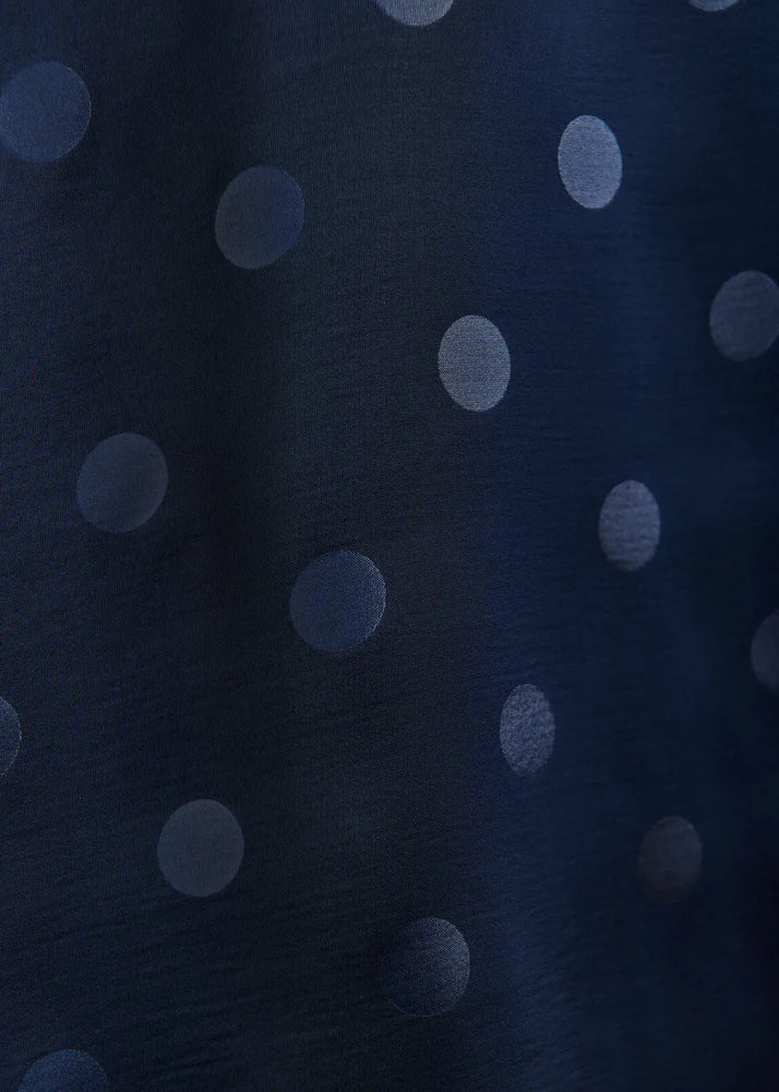 
                  
                    Ishirt Navy Polkadot Top with Cap Sleeves
                  
                