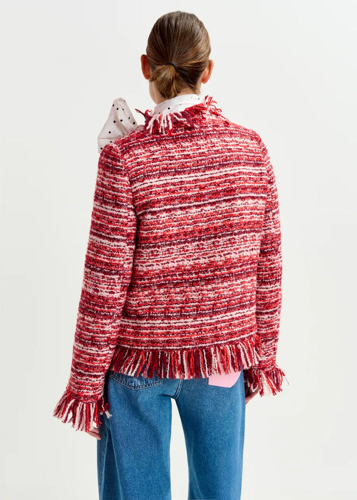 
                  
                    Iskra Burgundy, Red and White Fringe Jacket
                  
                