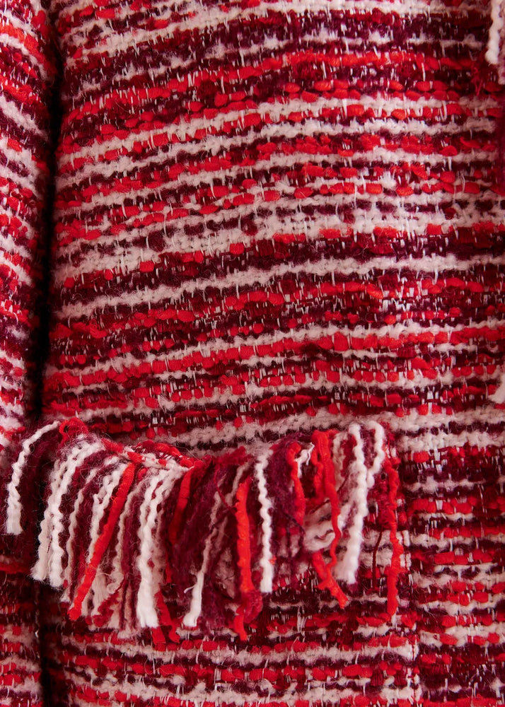
                  
                    Iskra Burgundy, Red and White Fringe Jacket
                  
                