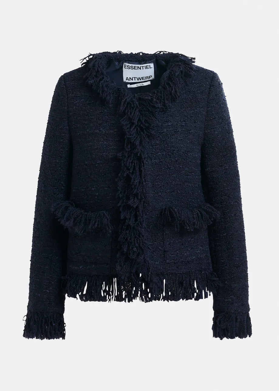 
                  
                    Iskra Navy Blue Fringed Jacket
                  
                