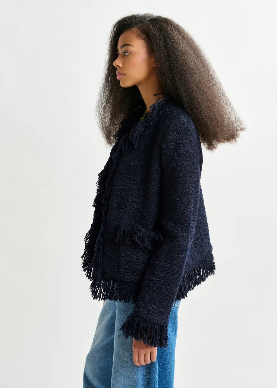 
                  
                    Iskra Navy Blue Fringed Jacket
                  
                