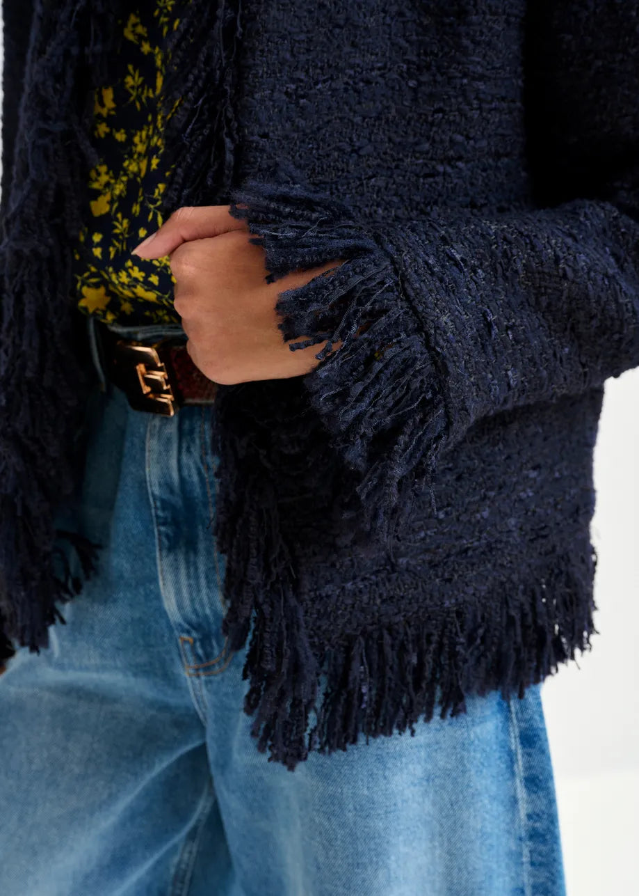 
                  
                    Iskra Navy Blue Fringed Jacket
                  
                