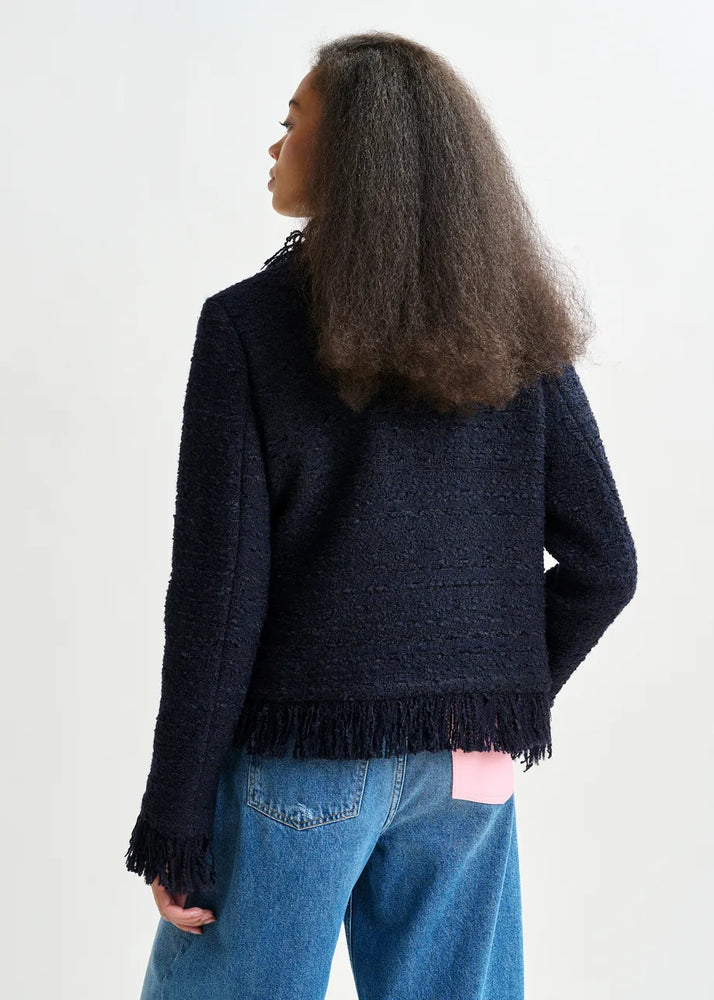 
                  
                    Iskra Navy Blue Fringed Jacket
                  
                