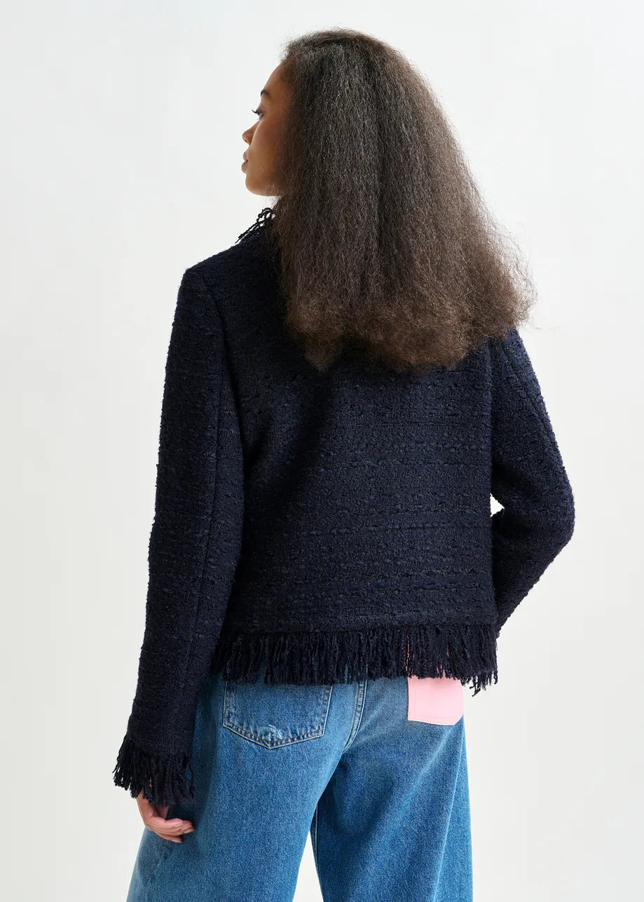 
                  
                    Iskra Navy Blue Fringed Jacket
                  
                
