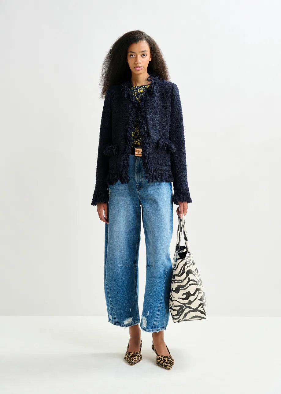 
                  
                    Iskra Navy Blue Fringed Jacket
                  
                