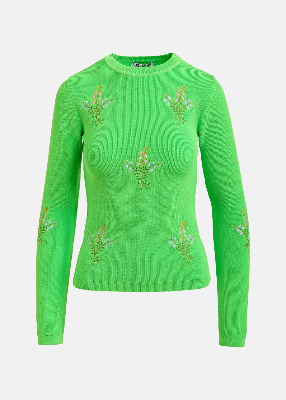 
                  
                    Jardens Green Knitted Sweater with Floral Embroideries
                  
                
