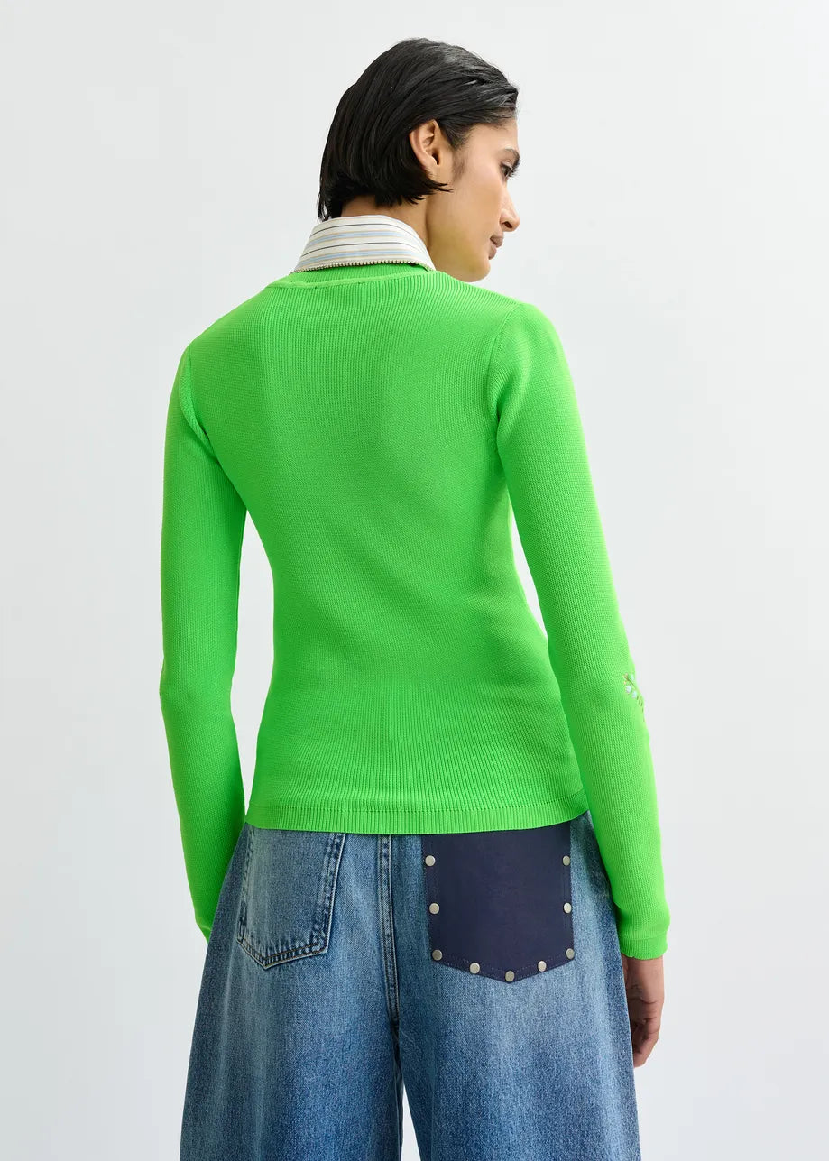 
                  
                    Jardens Green Knitted Sweater with Floral Embroideries
                  
                