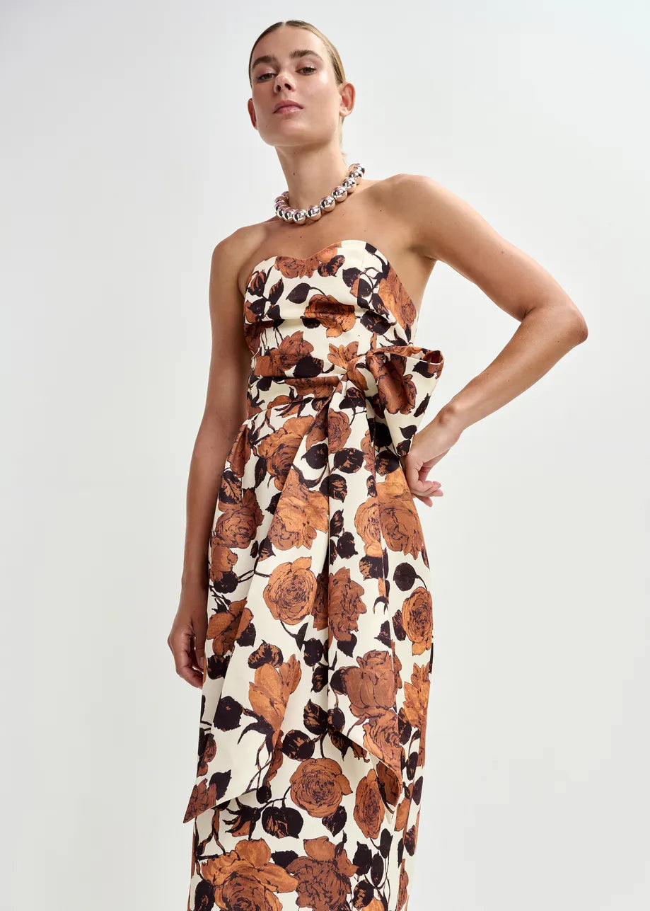 
                  
                    Juror Beige And Brown Strapless Midi Dress
                  
                