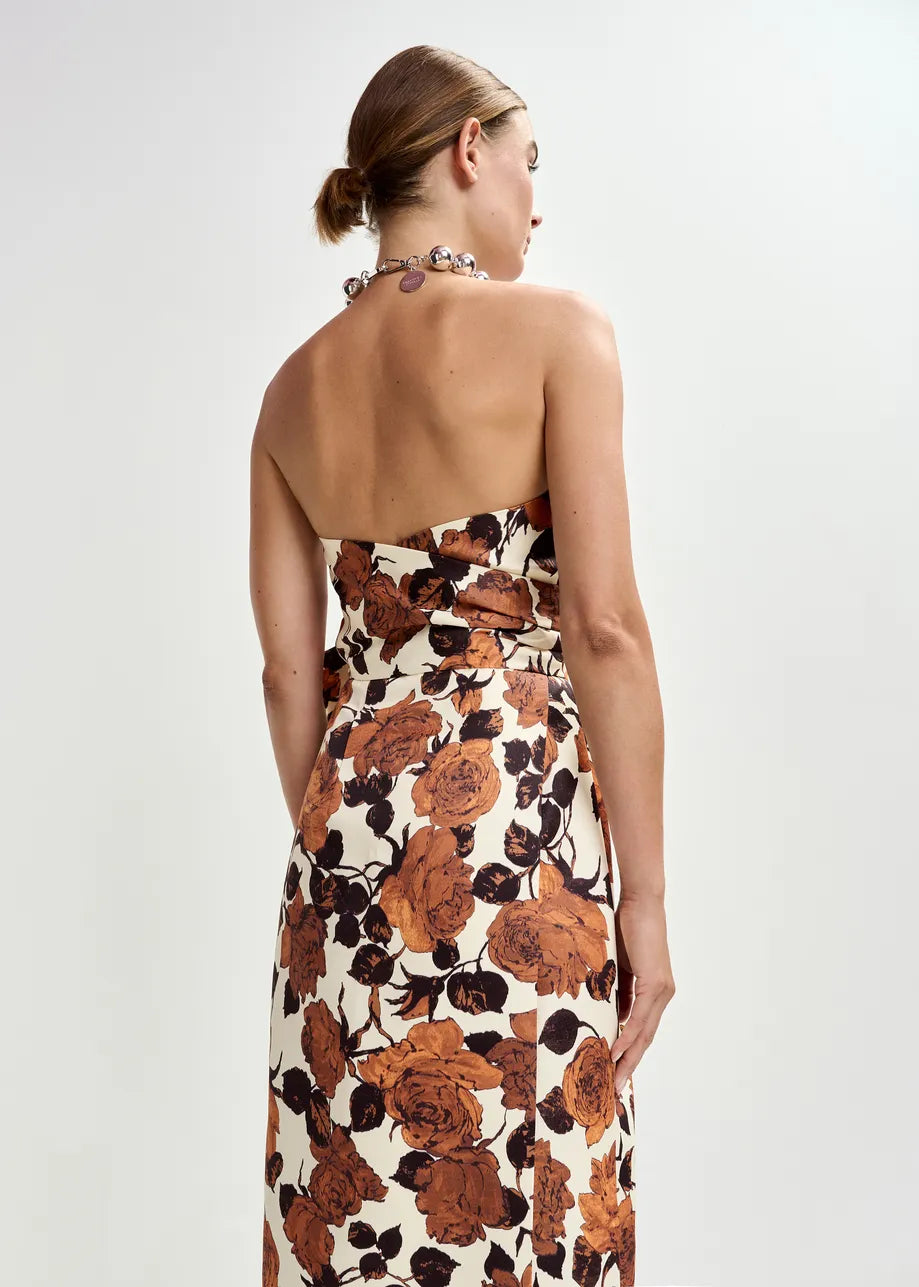
                  
                    Juror Beige And Brown Strapless Midi Dress
                  
                