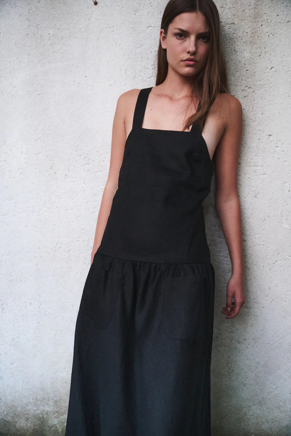 Athena Cross Back Linen Dress