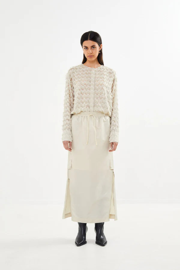 September Feathery Shirt Jacket Oyster