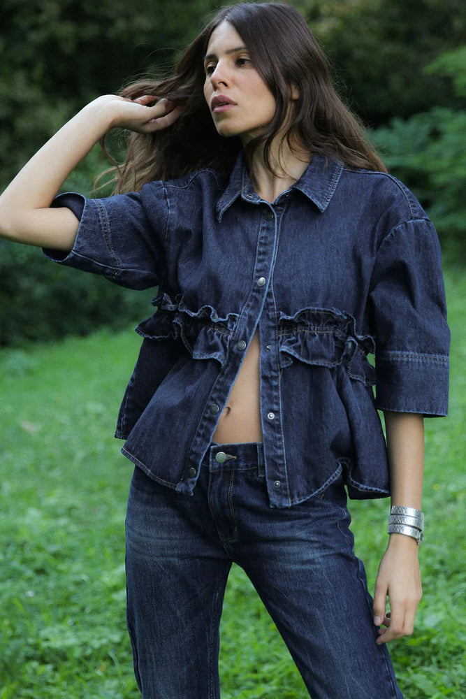 
                  
                    Paige Dark Washed Indigo Denim Shirt
                  
                