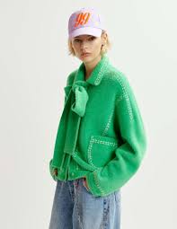 
                  
                    Hoops green knit jacket with bow
                  
                