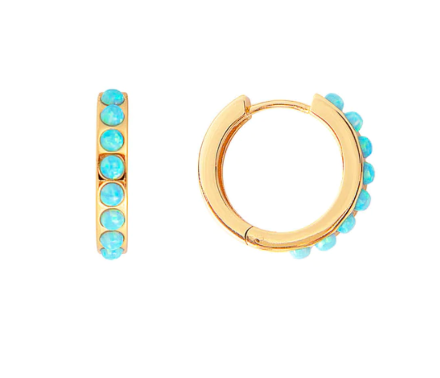 Blue Opal Crystal Midi Hoops